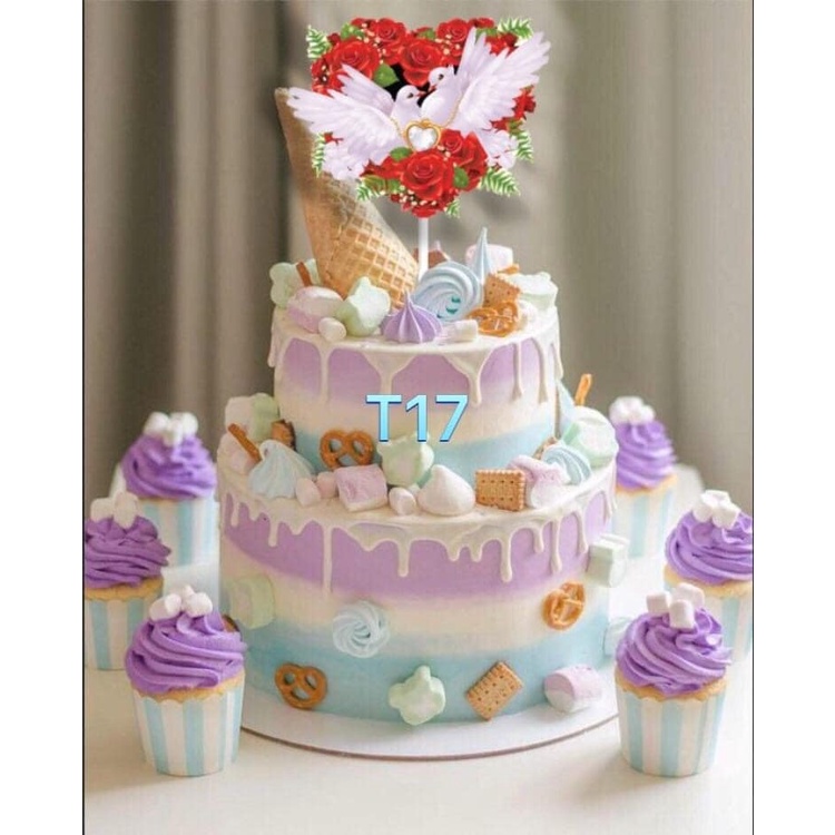 Trang trí bánh 1 sét 10 thẻ giấy phụ kiện bánh sinh nhật