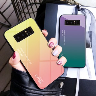 For Samsung Note 8 Gradient Aurora Tempered Glass Clear Back Phone Case