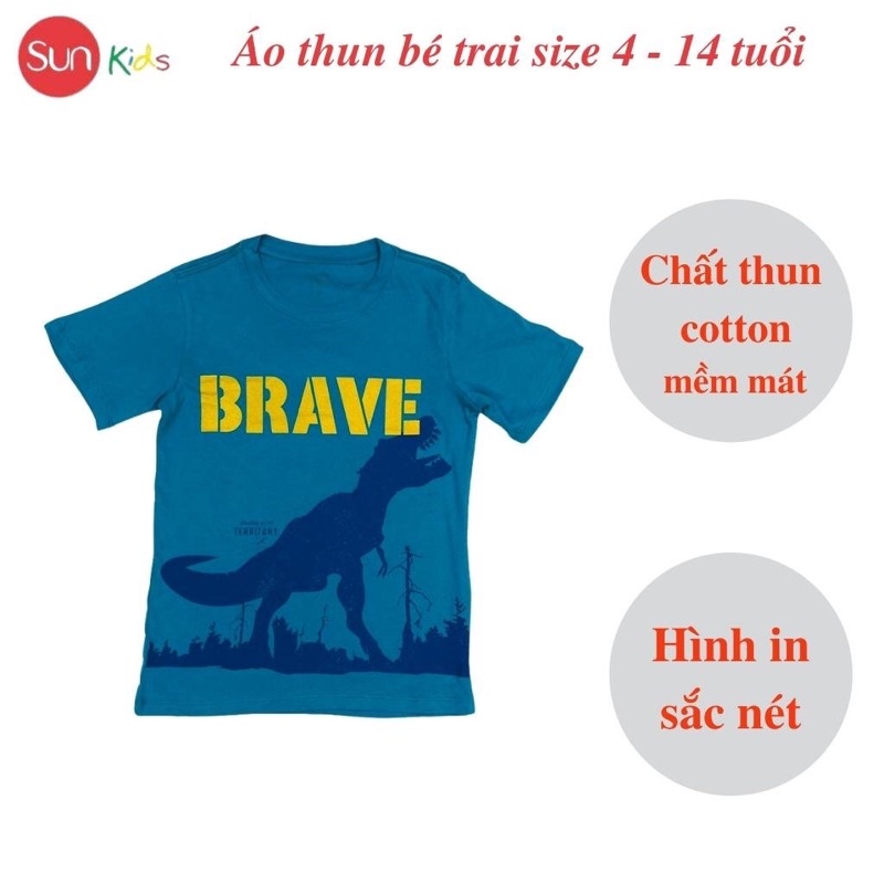 Áo thun bé trai, áo phông cho bé trai chất cotton nhiều màu, size 4-14 tuổi - SUNKIDS1