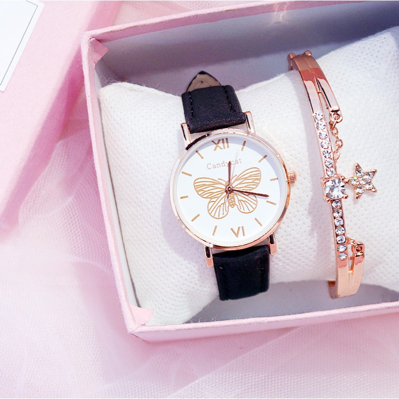 (Ko tặng lắc) Đồng hồ thời trang nữ Candycat C14 dây da lộn CON BƯỚM | BigBuy360 - bigbuy360.vn