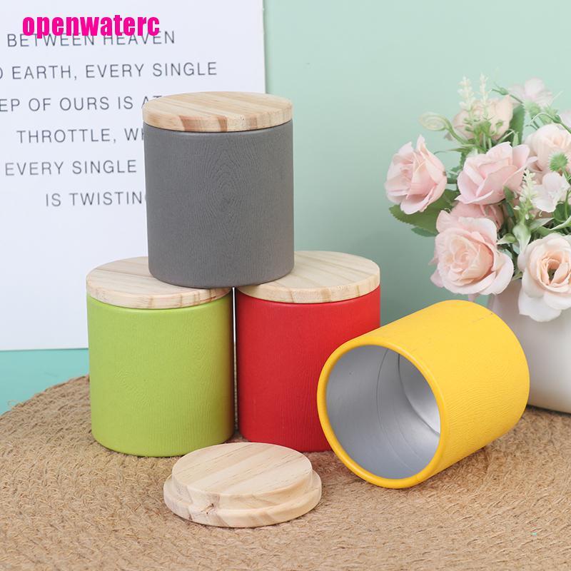 Hộp Thiếc Tròn Nhỏ Nắp Gỗ Đựng Trà / Kẹo / Quà Cưới Màu Sắc Xinh Xắn