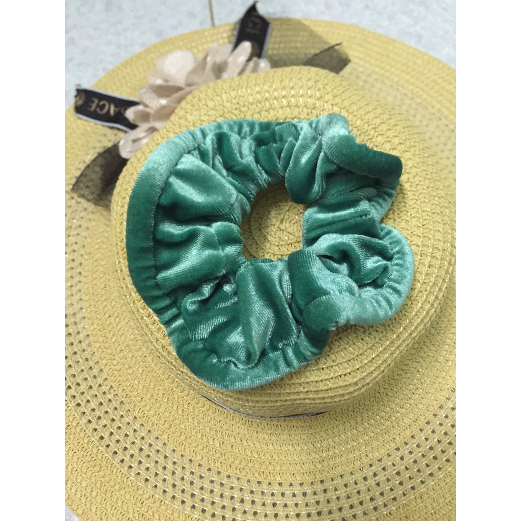 Bộ 3 dây (thun, chun) cột tóc vải nhung trơn mền mịn xinh tươi không gây đau tóc