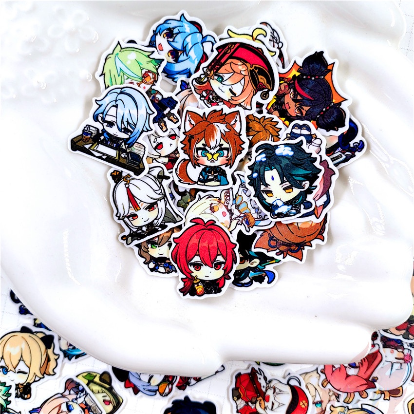 Set 60 miếng sticker hình Genshin Impact q-2 mini trang trí sổ tay album