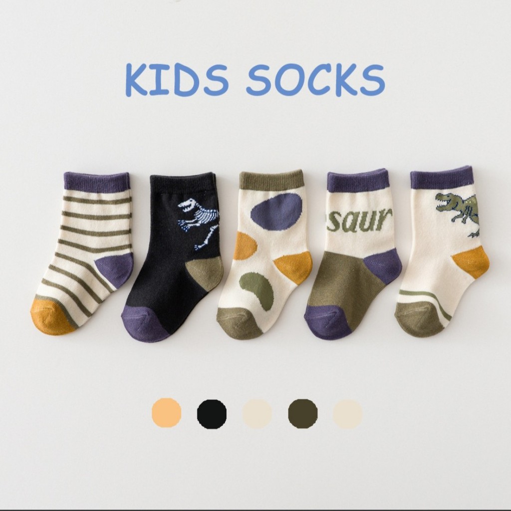 [ Cao cấp] Set 5 đôi tất, vớ trẻ em cao cổ Kids Sock cao cấp mix màu xinh xắn size 0 - 8 tuổi