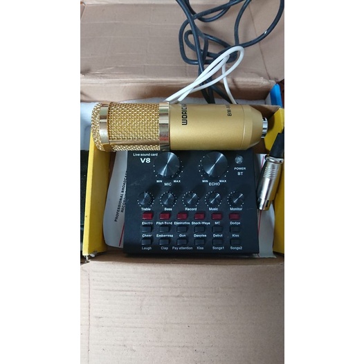 Combo Bộ mic thu âm BM900 và Sound Card V8 chuyên dụng hát livestream với đầy đủ chức năng chỉnh giọng âm thanh