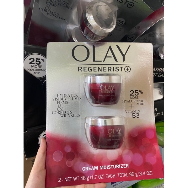 Set 2 hộp Kem dưỡng da ban đêm OLAY ĐỎ Regenerist vitamin B3 chống lão hóa - Cream Moisturizer (48g/