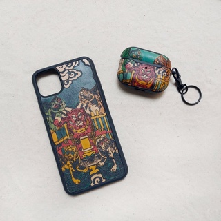 Ốp điện thoại da thật Iphone - Dân gian - ĐỎ