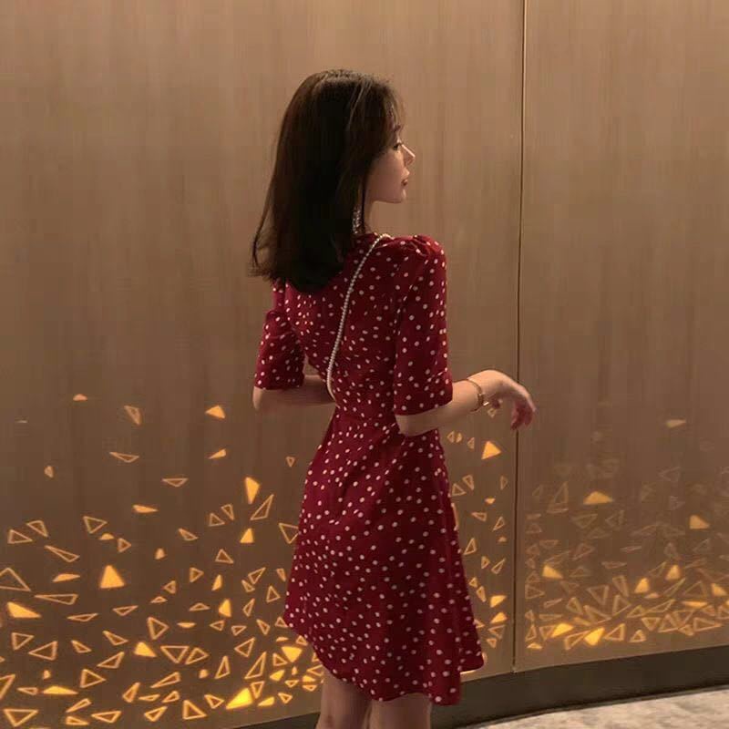 AMOI Đầm Hoa Phong Cách Retro Pháp Cổ Điển