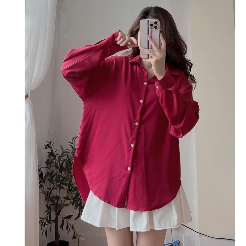 Áo sơ mi dáng rộng trơn ulzzang nhiều màu 0905
