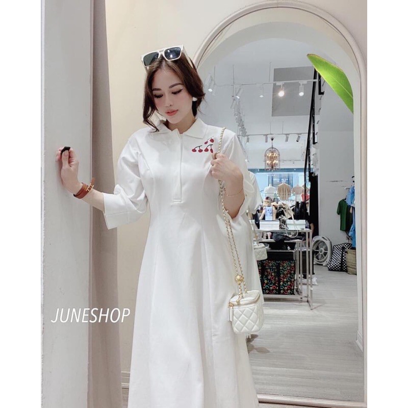 VÁY MAXI DÀI VINTAGE TAY LỠ -CHERY THÊU NGỰC-TRẮNG LUNG LINH- Cotton CAO CẤP💋 THỜI TRANG NỮ NU STORE - ĐẦM SUÔNG NỮ