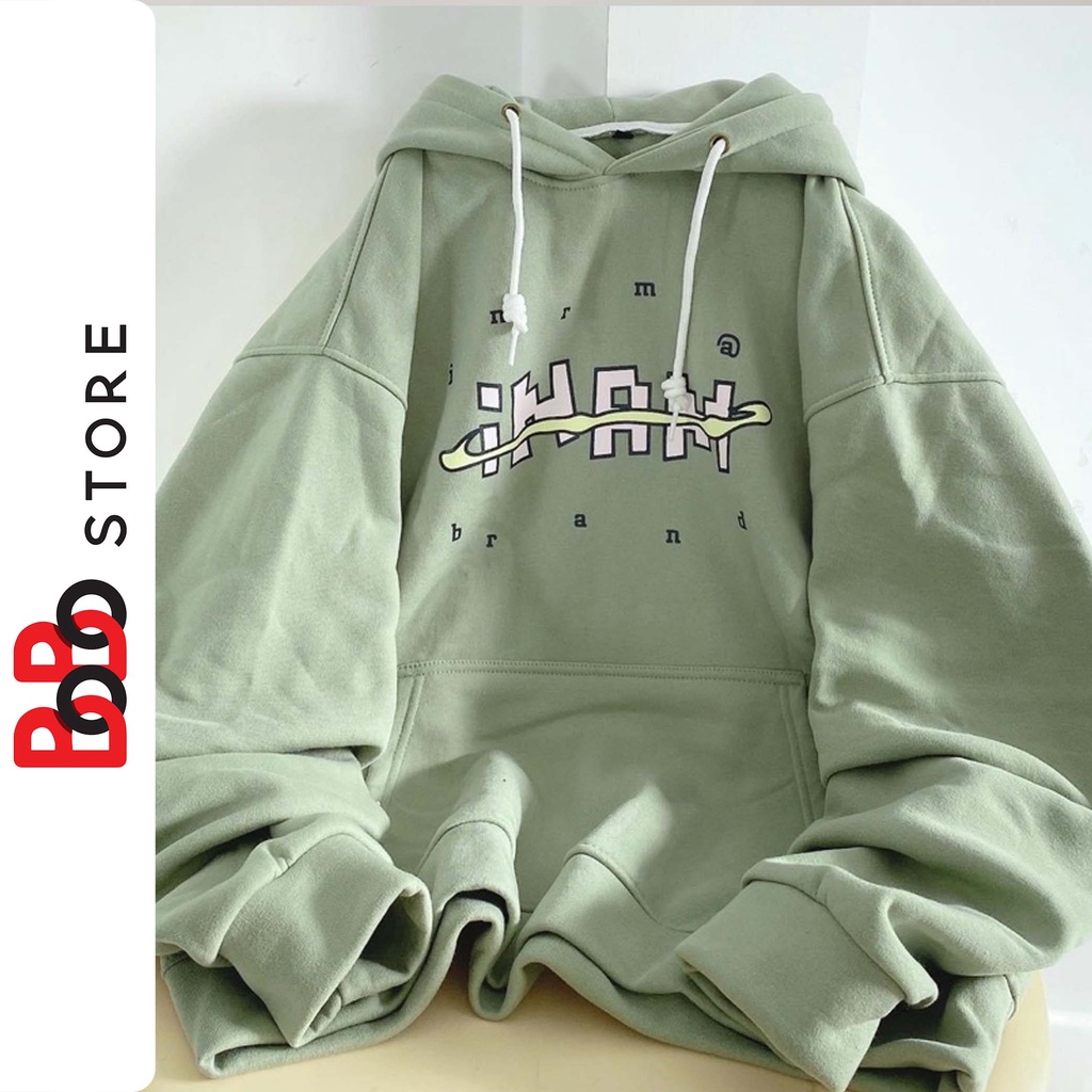 Áo Hoodie nỉ form rộng dành cho nam nữ có in chữ và túi to ở trước - BoBo Store