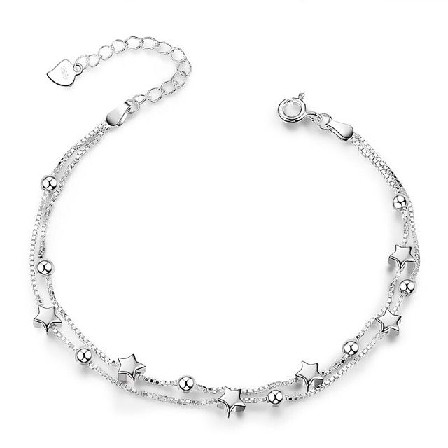 Lắc tay bạc ý cao cấp dây kép mặt sao siêu xinh