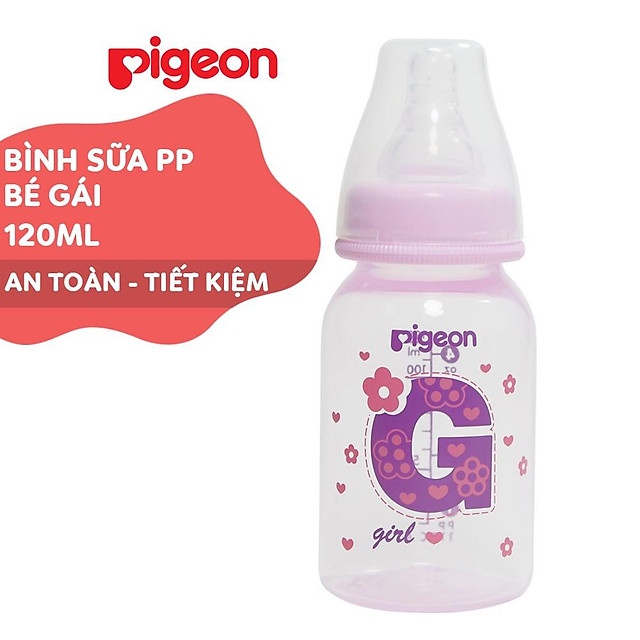 Bình sữa cổ hẹp PP cao cấp Pigeon 120ml