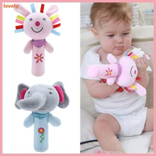 Baby Rattle Hand Stick Cute Cartoon Animal BB Stick Hand Grasp Bell Soft Toddler Plush Toys for 0-3