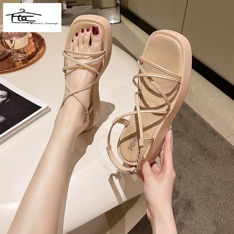 Giày Sandal Đế Dày Quai Chéo Hở Ngón Thời Trang Mùa Hè Dành Cho Nữ