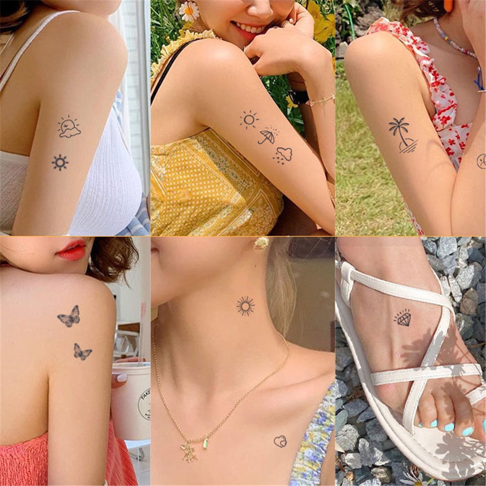 1 Tấm Hình Xăm Dán Tạm Thời Chống Nước Hình Hoạt Hình Dễ Thương Cho Nữ Trong 15 Ngày