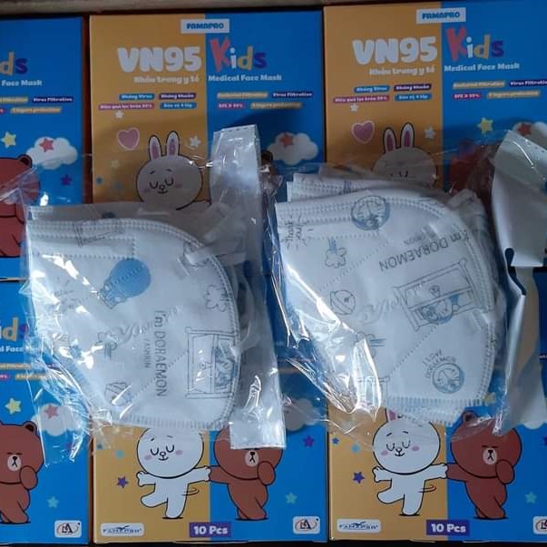 Khẩu trang vn95 cho bé FAMAPRO NAM ANH 4 lớp giấy kháng khuẩn(hộp 10c)