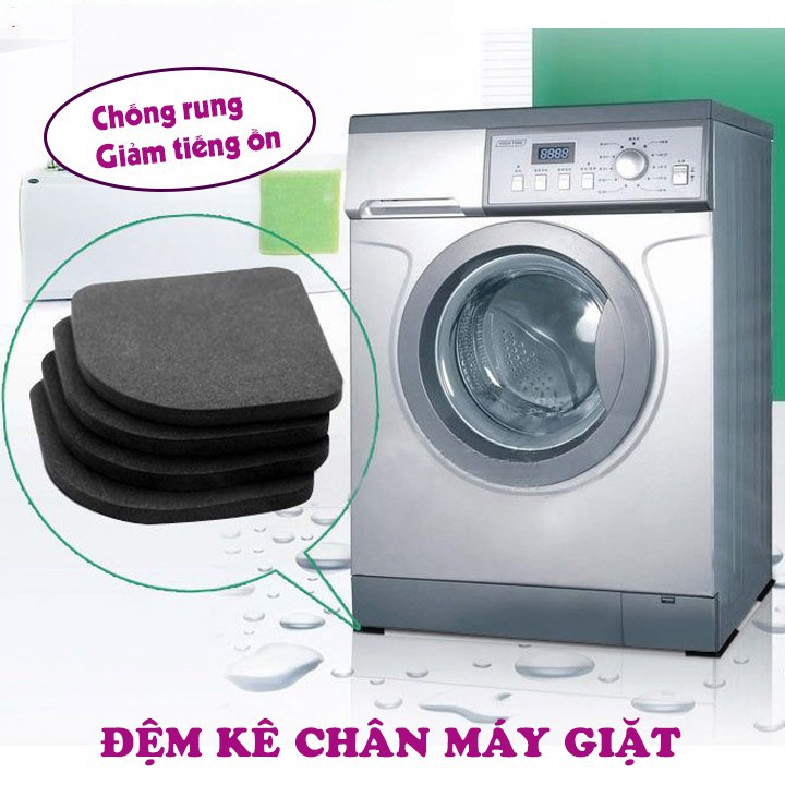 SET 4 miếng đệm kê chân máy giặt chống rung giảm tiếng ồn chất liệu nhựa xốp chống xước cho sàn nhà bạn (KMG04)