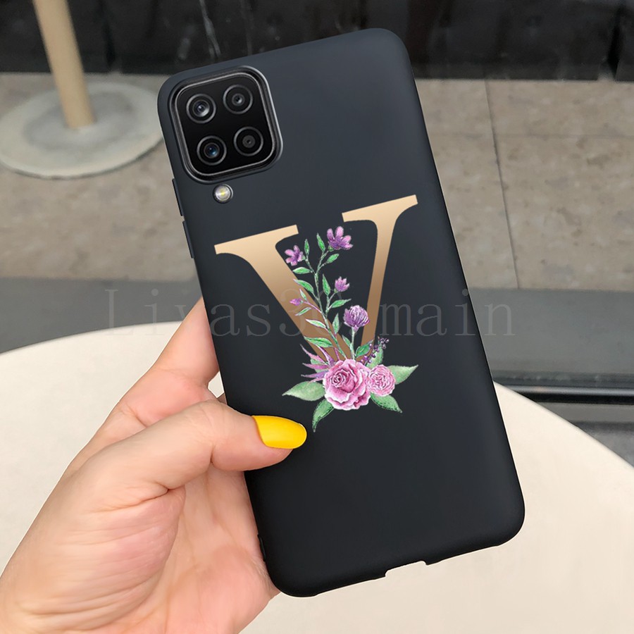 Ốp lưng điện thoại mềm Chữ U-Z Màu vàng hoa văn Bảng chữ cái ban đầu màu kẹo cho Samsung Galaxy A12 A02s