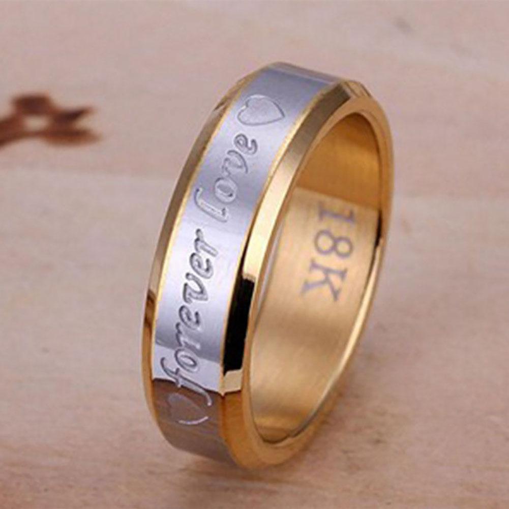 Nhẫn Đính Hôn Bằng Thép Không Gỉ Mạ Vàng 18K Cho Cặp Đôi