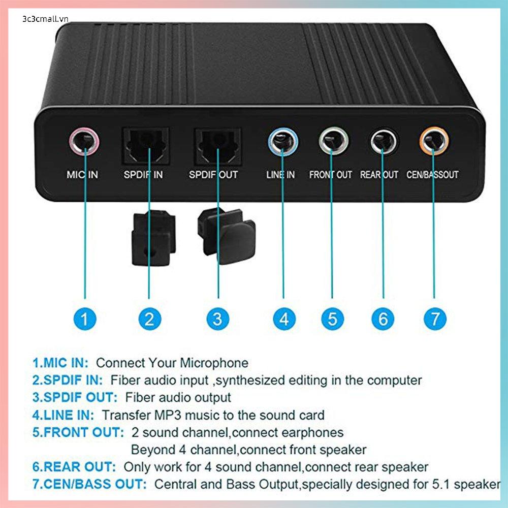 ✨chất lượng cao✨6 Channel External Sound Card Optical S/PDIF Audio Adapter 5.1 Surround Sound
