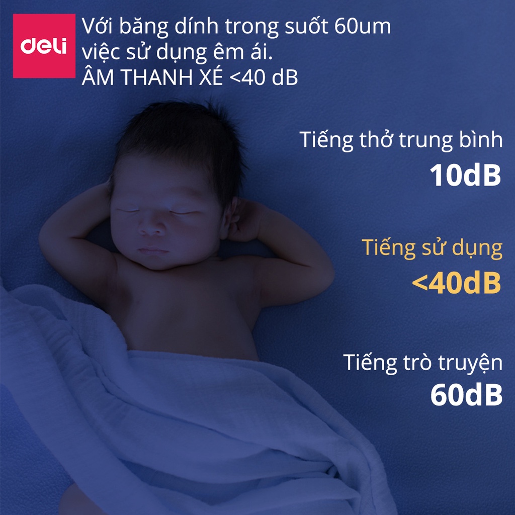 Set cắt băng dính không tiếng ồn Deli - 30044