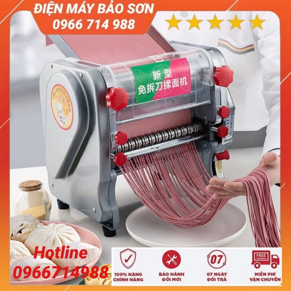 Máy Cán Bột Máy Làm Mì Tươi Chạy Điện Máy Cắt Sợi Bột Mỳ AKS Inox Bảo Hành 1 Năm Kích Thước Lô 15cm 16cm 18cm 20cm 22cm