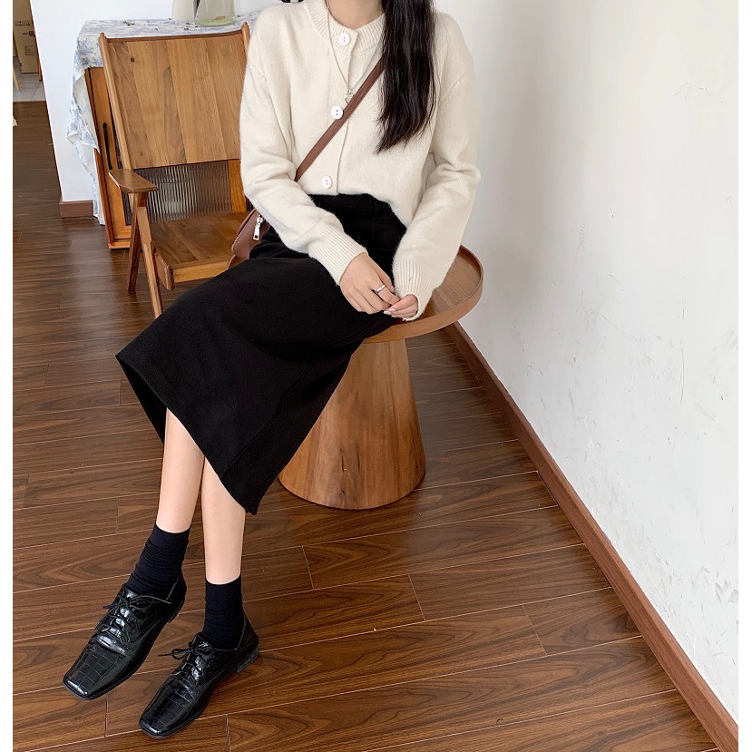  Chân váy midi kiểu chữ A lưng cao xẻ tà xinh xắn cho nữ | BigBuy360 - bigbuy360.vn