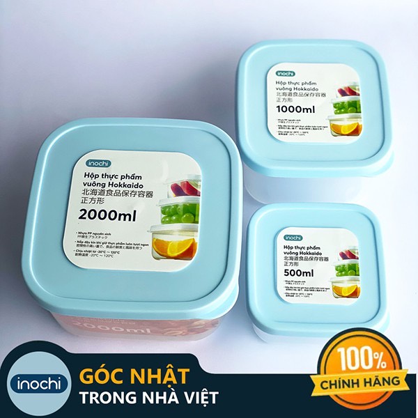 Hộp Thực Phẩm Nhựa Vuông Hokkaido INOCHI  - Nhiều dung tích - Hàng Chính Hãng