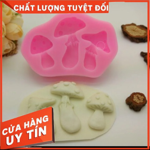 Khuôn rau câu silicon 4D 3 Cây nấm Mã N13D5K (Đồ dùng làm bánh)