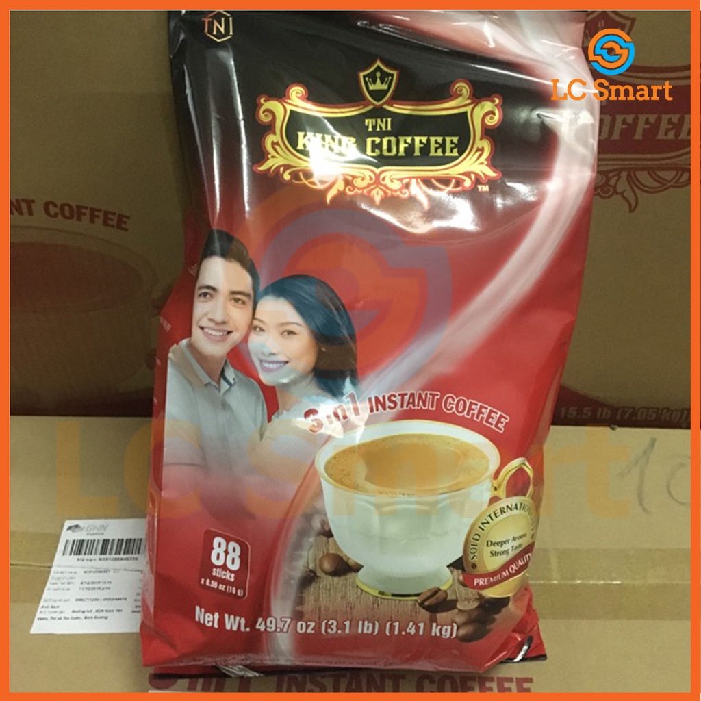 Cà Phê sữa Hòa Tan 3IN1 KING COFFEE - Túi 88 gói x 16g - Từ hạt café Arabica và Robusta