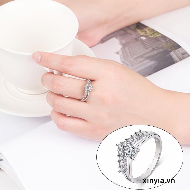 Nhẫn Hợp Kim Đính Đá Zircon Đơn Giản Cho Nữ