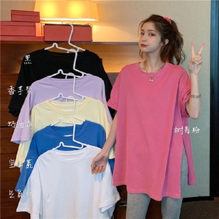 Áo Thun Lửng Tay Lửng Dáng Rộng Xẻ Tà Thời Trang Mùa Hè Cho Nữ