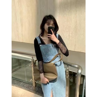 [SẴN] Yếm Jeans Dáng Dài Xẻ Tà
