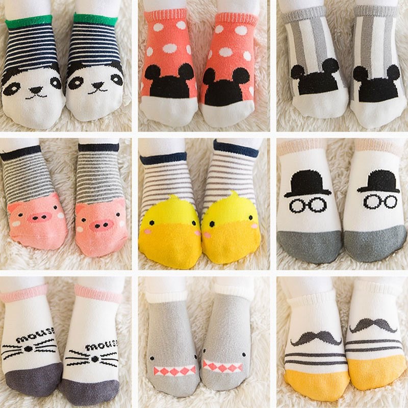 Sét 10 đôi tất kid cổ ngắn cho bé yêu, có chống trượt