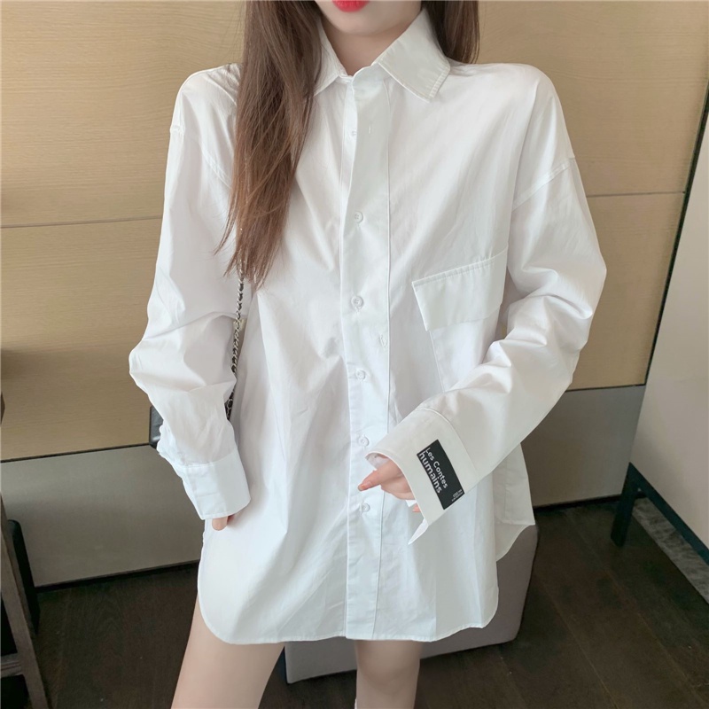 Áo sơ mi nữ tay dài dáng rộng thời trang phong cách Hàn Quốc
