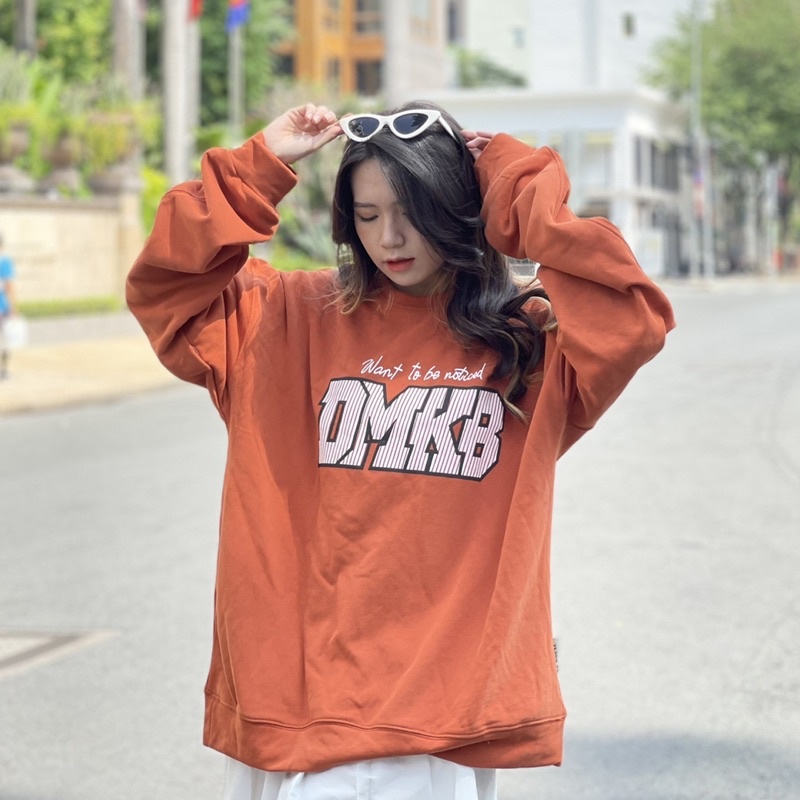 Áo Sweater Nỉ Bông DMKB Cam Cháy Unisex Nam Nữ (Ảnh Thật/Có Sẵn) | BigBuy360 - bigbuy360.vn