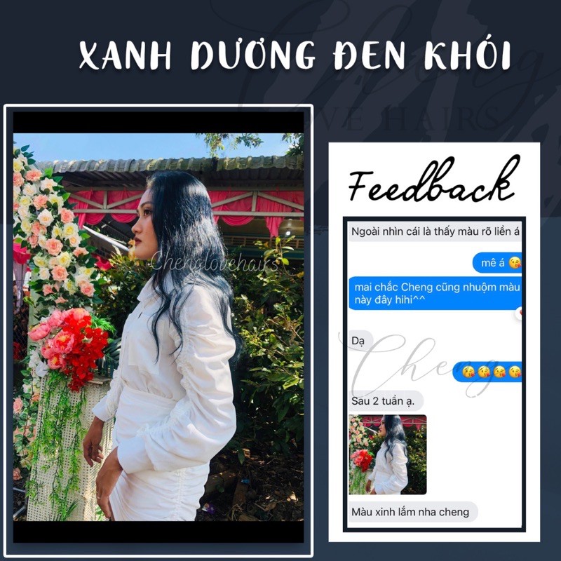 (KHÔNG TẨY) THUỐC NHUỘM TÓC XANH DƯƠNG ĐEN ÁNH KHÓI | BigBuy360 - bigbuy360.vn