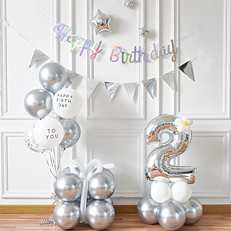 Set Bóng Trang Trí Sinh Nhật Tự Trang Trí MS781 Chọn Màu Bạc/ Vàng Mẫu Hót Nhất 2021