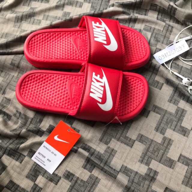dép quai ngang nike-màu đỏ nam nữ kèm hộp
