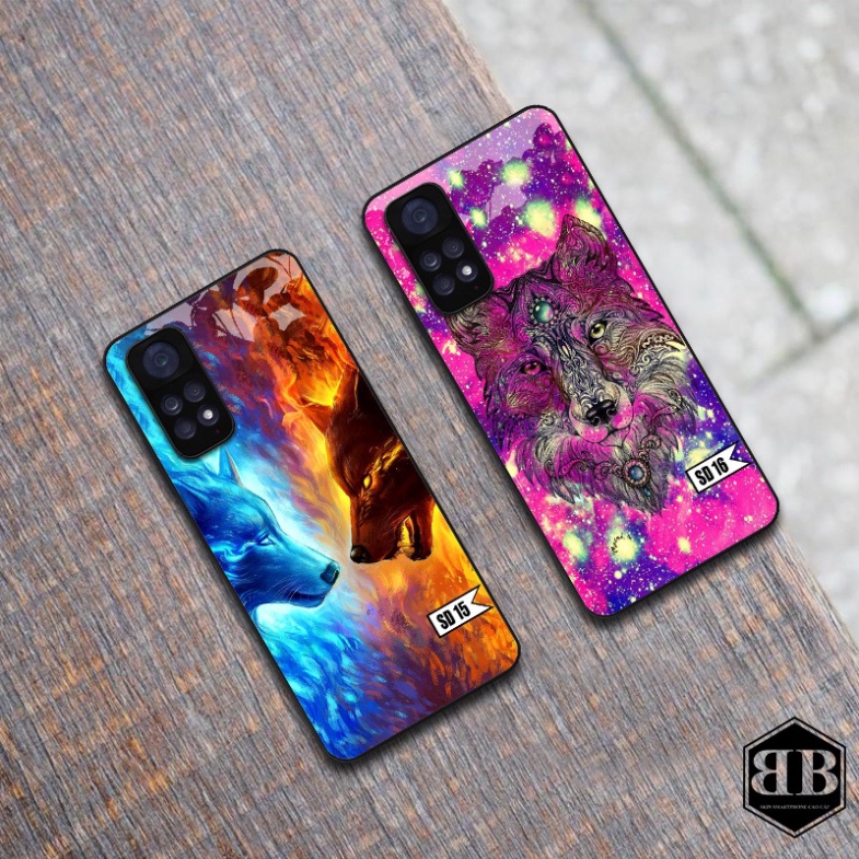 Ốp lưng kính cường lực Xiaomi Redmi Note 11 4G / Redmi Note 11S các mẫu sói đẹp ,ngầu