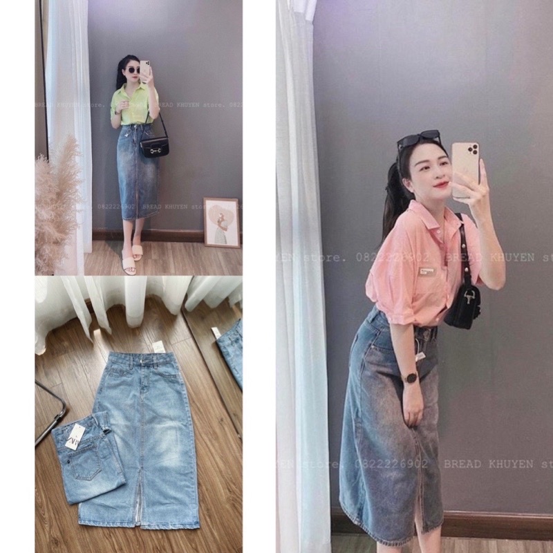 Chân Váy Denim Xẻ Trước Siêu Hot #930