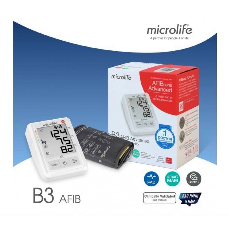 Máy đo huyết áp điện tử Microlife B3 AFIB Advanced cảnh báo đột quỵ