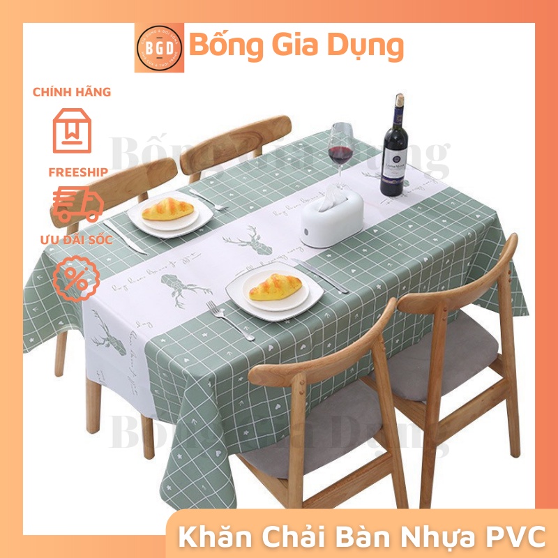 Khăn Trải Bàn Trang Trí Bàn Ăn Kẻ Caro Nhựa PVC Chống Thấm Nước, Không Mùi, Không Phai Màu