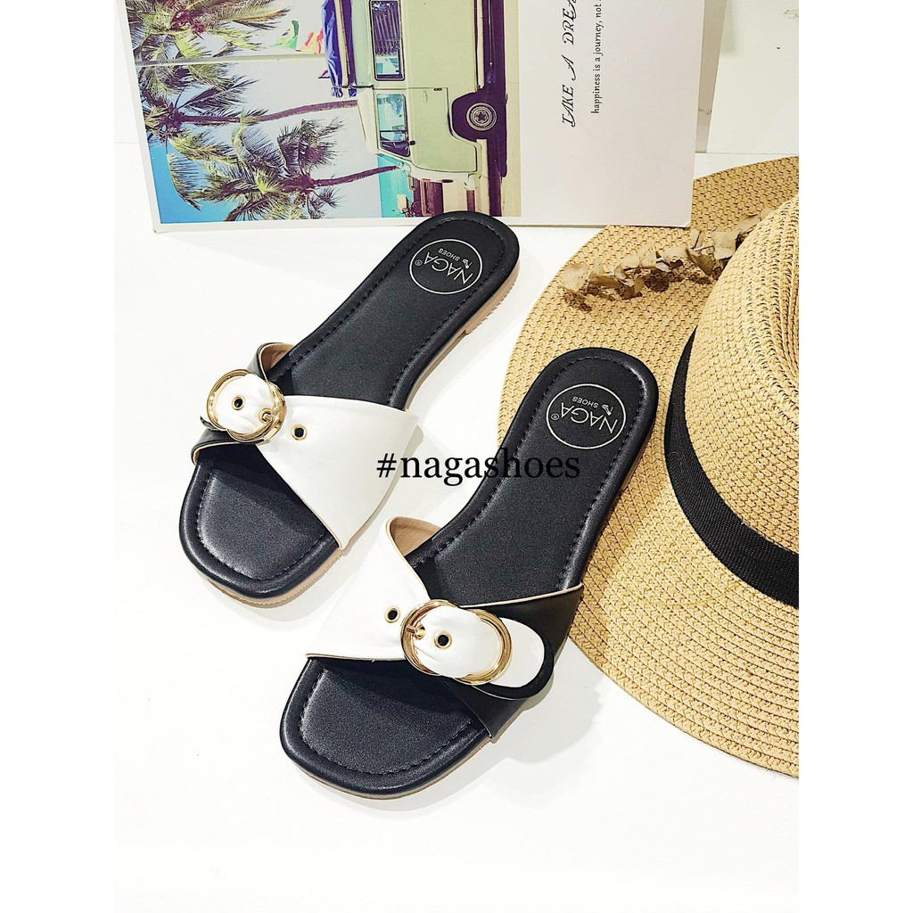 Dép Nagshoes Quai Ngang 2 Màu Phối Khoá Nad132