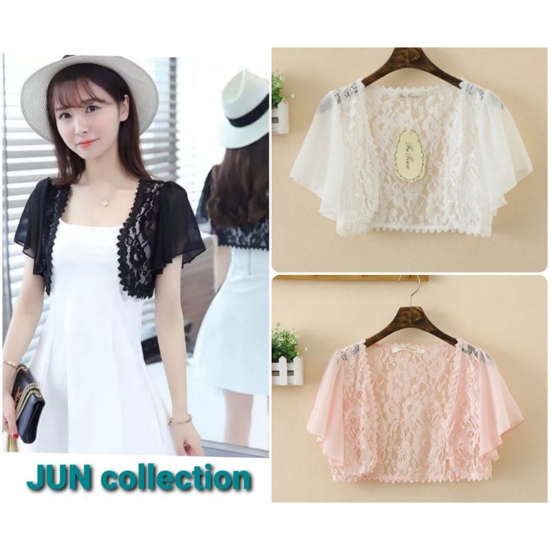 Áo khoác cardigan ren nhẹ form ngắn tay voan - đi làm - đi chơi - dạo phố