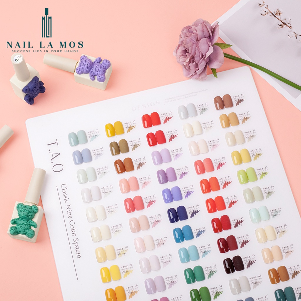 Set sơn gel T.A.O 60 màu chính hãng - Bộ sơn gấu cao cấp tông màu Hàn Quốc tặng kèm bảng màu và cặp base top