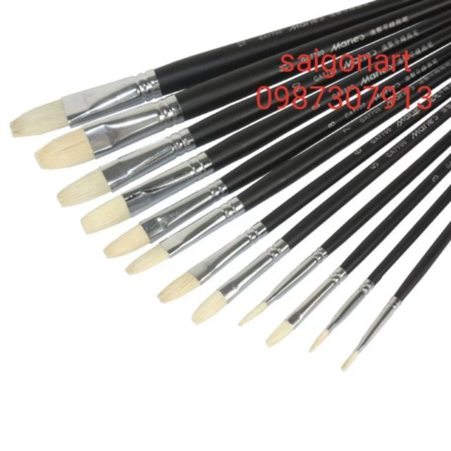 BỘ 12 CỌ LÔNG LỢN CAO CẤP VẼ TRANH SƠN DẦU, ACRYLIC