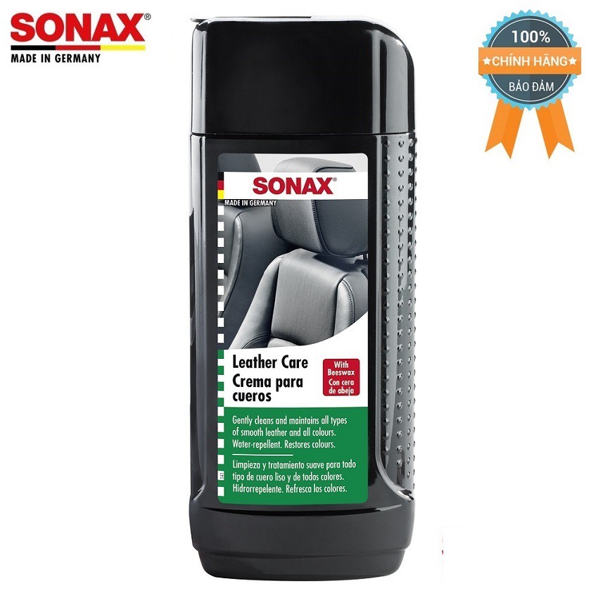 Combo Dung dịch vệ sinh nội thất xe ôtô,Sonax 321200 và Kem dưỡng ghế da Sonax 291141(Mang lại mùi thơm dễ chịu,sạch đep