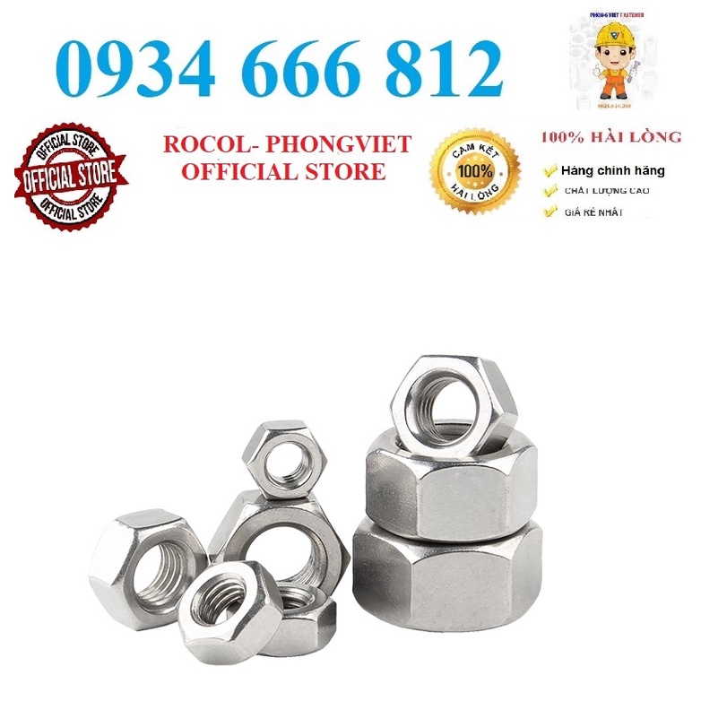 Set 50c và 5c Ecu lục giác thép mạ đen cấp bền 8.8 M4,M5,M6,M8,M10,M12, M14,M16